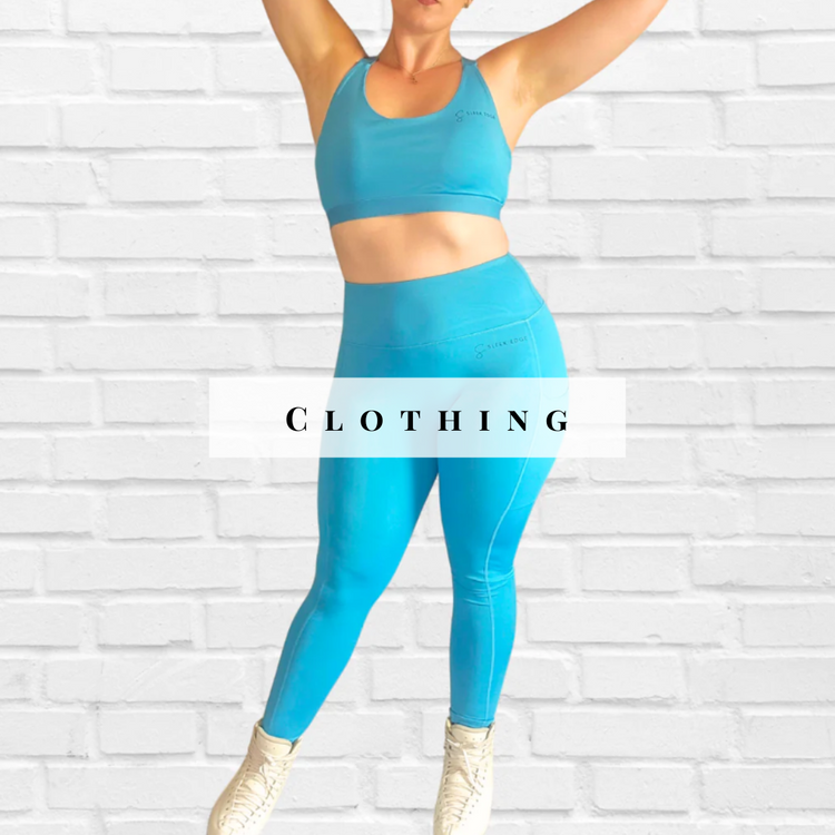 Blue sports crop top and blue leggings with pocket 
