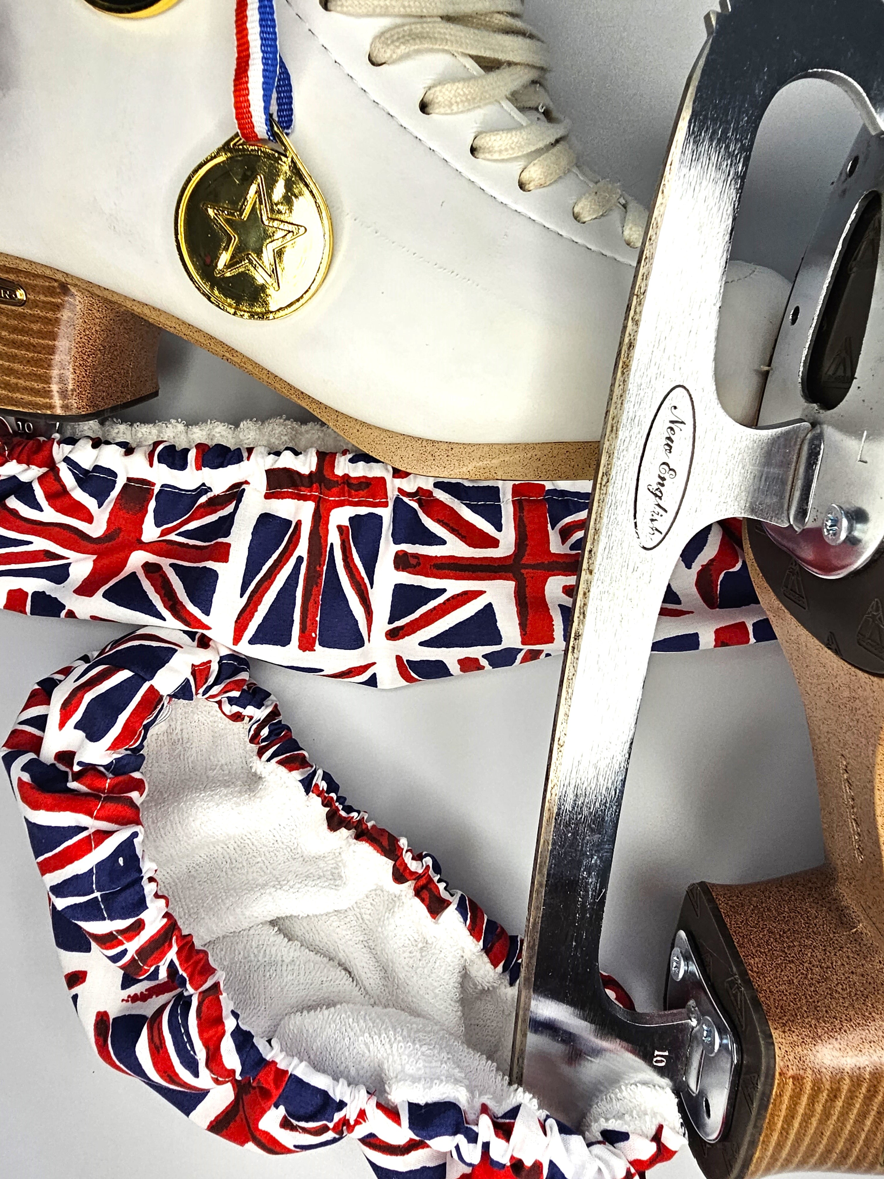 Union Jack Ice skate soakers, Flag Ice Skate soakers, Blade Covers