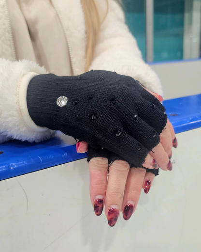 Black Sparkle Fingerless Gloves