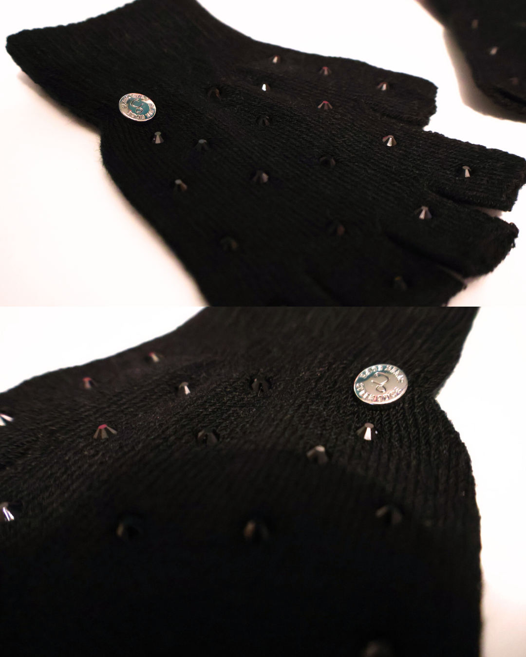 Black Sparkle Fingerless Gloves
